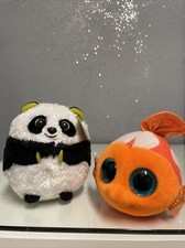 Ty Beanie Boos SAMI the Goldfish 6" & Bonsai Beanbag Plush w/ Glitter Eyes