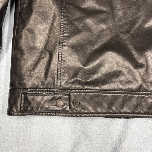 Levis Kunstlederjacke Herren S Sherpa gefüttert Kapuze Trucker Full Zip schwarz - Bild 6 von 14