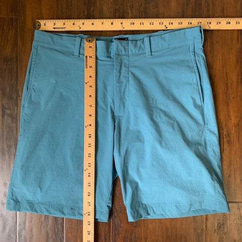 EUC J. CREW Stretch Flat Front 9" Tech Shorts Blue Green M1806 MENS Size 34 - Picture 9 of 10