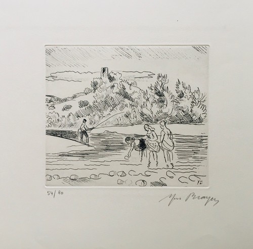Yves BRAYER - "Les bords de l'Allier" - 1952 - original signierte Radierung