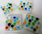 Modern Design Clear Coasters Inlaid Colorful Art Glass 4" Square Decorative 