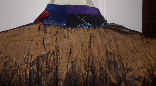 M vintage LEE ANDERSEN brown blue ART to Wear long Kimono silky maxi coat DUSTER - Picture 13 of 15