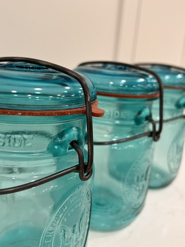 Set Of 3 Ball Ideal American Bicentennial Blue 1 Pint Jars 3 Embossed Eagle EVC - Picture 5 of 9