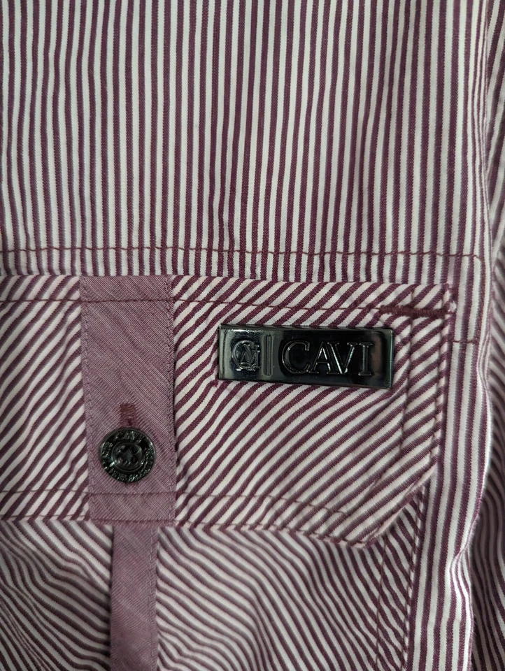 Cavi Men's 3XL Light Purple And White Stripe Dress Shirt Button Down 100% Cotton - Image 2 of 4