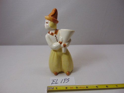 Vintage California Pottery Bud Vase Lady Woman Holding Flower Vase Yellow Dress - Picture 1 of 9