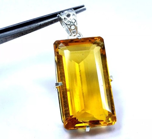 Citrin Smaragd Natur Gelb 925 Massiv Sterlingsilber 97,20Ct Anhänger Edelstein - Bild 3 von 6