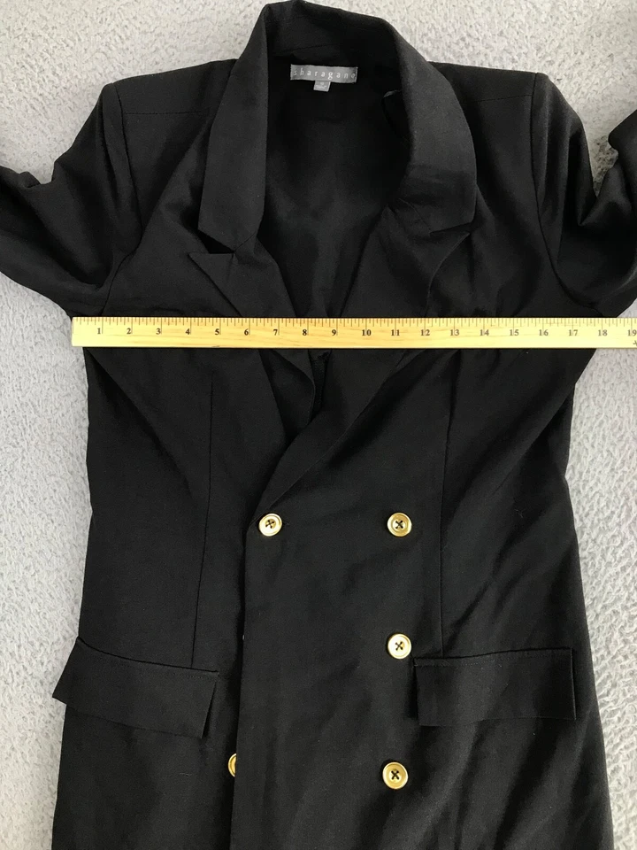 Blazer Sharagano Para Mujer 10 Negro Largo Nuevo con Etiquetas Doble Pecho Almohadillas para los Hombros Bolsillos Foto 2 de 4