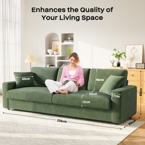 Modern 4-Sitzer Sofa Bequeme Sitzcouch mit Woodbeinen für Wohnzimmer Büro 256cm - Bild 6 von 41