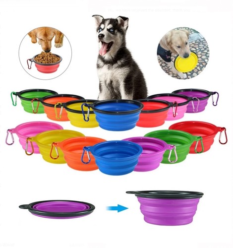 Portable Foldable Pet Bowl Collapsible Silicone Food Water Feeder Dog Cat Cup - Picture 21 of 21