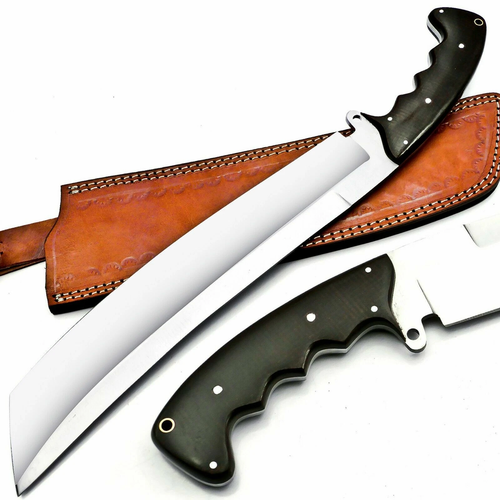 Handmade Machete Full Tang D2 TOOL Steel 18 BIG Hunting Knife leather Sheath