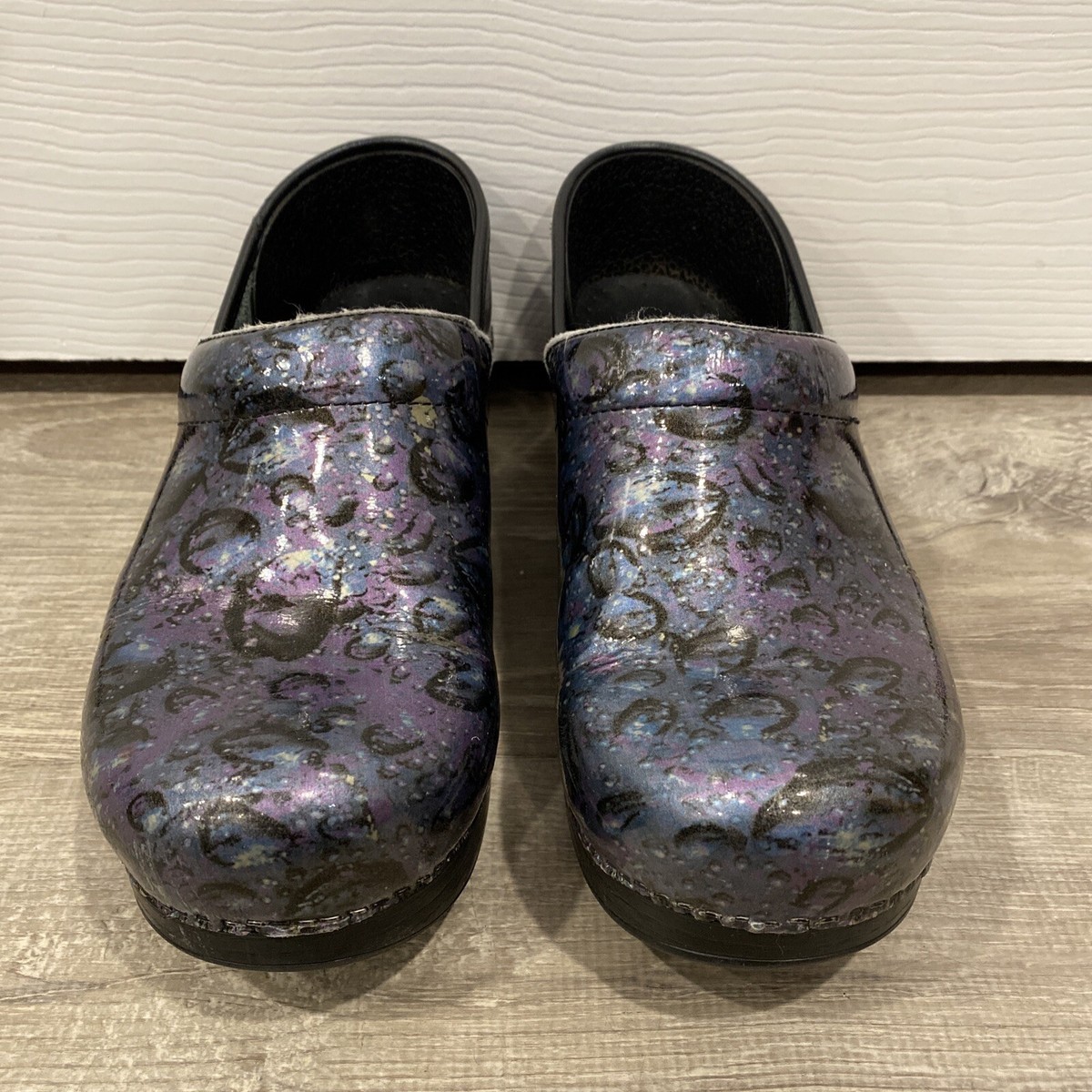 Dansko Clogs Shoes Slip On Iridescent Italy Black Pink Purple EU 39