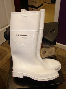 white rubber boots steel toe
