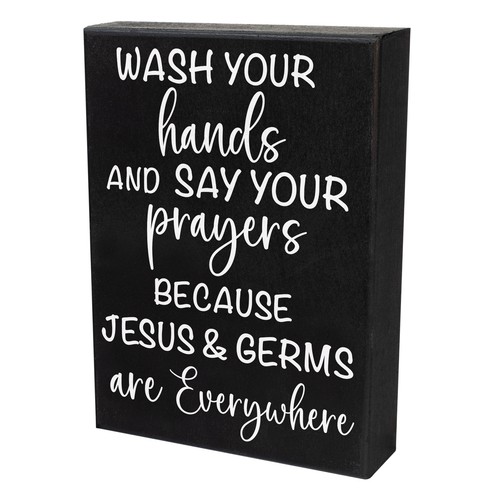 JennyGems Waschen Sie sich die Hände & sagen Sie Ihre Gebete Schild lustig Bauernhaus Bad Deko - Bild 9 von 10