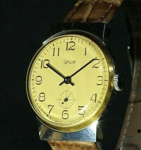 Rare Pobeda ZIM watch Vintage soviet mechanical wrist mens Gold Plate bezel USSR - Picture 11 of 12