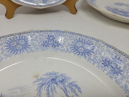 Set 3 piatti transferware blu antichi W. Adams ""ISOLA BELLE"", 10 1/2" metà 1800 - Foto 6 di 24