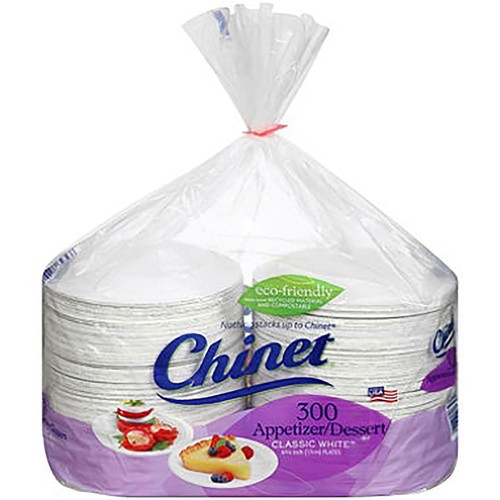 (300 PLATES) 6 3/4" CHINET HEAVY WHITE PAPER PLATE DESSERT/APPETIZERS/USA MADE - Bild 1 von 5