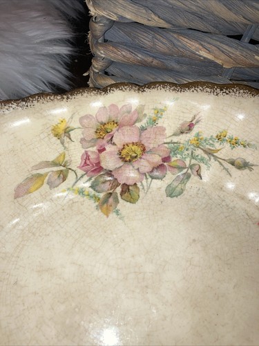 Golden Ware Porcelain Oval Serving Bowl 22 Carat Pure Gold Purple Rose Pattern - Picture 6 of 10