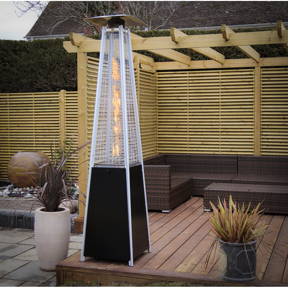 Gas Pyramid Patio Heater Outdoor/Garden Glass Tube 13kw