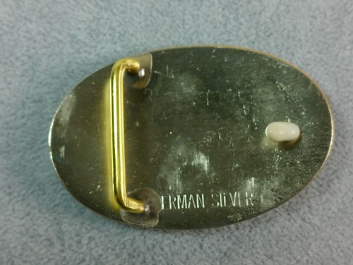VTG Gold Rope Trim German Silver Etched Scroll Turquoise Stone Rodeo Belt Buckle - Picture 9 of 14