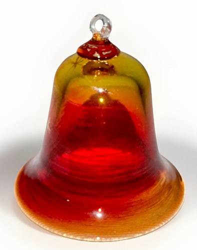 Pairpoint Bryden Amberina Glass Christmas Tree Bell Painted Enamel Starlit Night - Picture 3 of 9