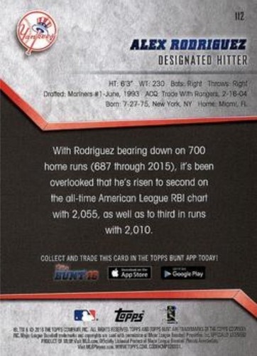 TOPPS BUNT 2016 single trading cards - Picture 88 of 149
