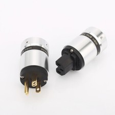 Pair Aluminum Alloy Body Gold Plated Conductor US HiFi Power Plug IEC Connector