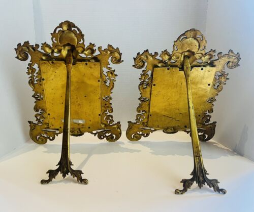 Antique Pair Rococo Gilt Bronze Victorian Ornate Large Gold Picture Frames - Picture 2 of 5