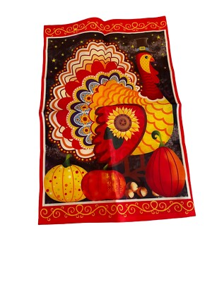 Colorful Orange Red Turkey Garden Flag Fall Autumn Thanksgiving