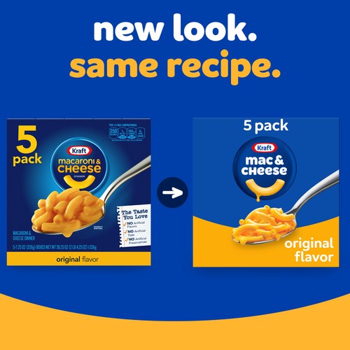 Kraft Original Mac N Formaggio Macchinari e Formaggio Cena, Confezione da 5 ct, Scatole da 7,25 oz - Foto 2 di 13