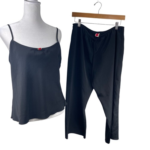 Vintage Y2K Josie Natori Silk Feel Sleep Set Gr. M Pyjama Loungewear Crop Hose - Bild 1 von 9