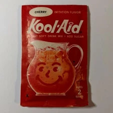 Vintage, 1960s, Kool-Aid Packet, Unopened, Sealed, Cherry w Hickory Gag Tag Back