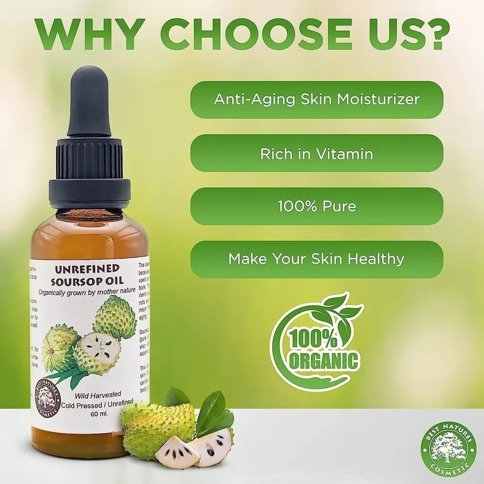 Virgin Soursop Graviola Oil, Organic & Unrefined, 2oz
