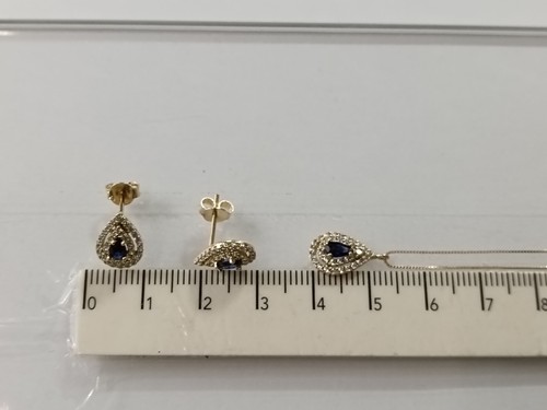 Conjunto Collar y Pendientes Oro Amarillo 18KT Con Cristal Azul 4,1 Gr. (6961) - Imagen 18 de 18