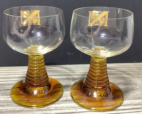 Par de vasos uvas doradas ámbar colmena JG Durand años 60 Luminarc Roemer - Imagen 4 de 16