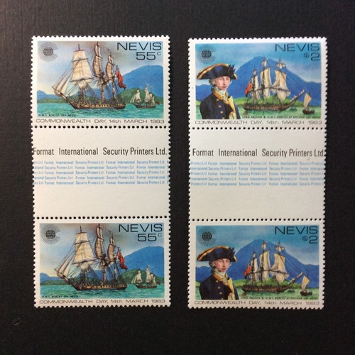 BroadviewStamps Nevis #167-68 gutter pairs.  MNH VF. - Picture 1 of 2