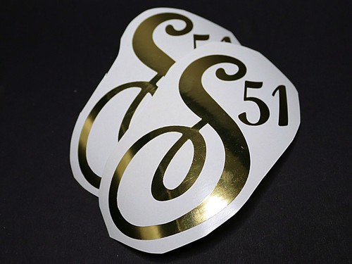 2 adesivi Sansone S51 oro lucido coperchio laterale vecchia scritta - Foto 1 di 2