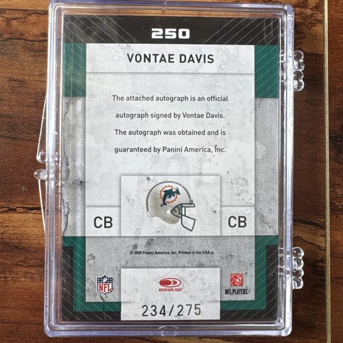 2009 Donruss Threads Rookie Class Auto Vontae Davis /275 - I - Picture 2 of 2