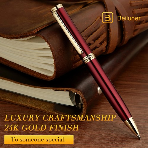 Red Lacquer Gel Pen With 24K Gold Finish, Retractable Pens, Gift Pen Set, Pro... - Bild 3 von 8