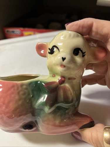 Jarrón pequeño de cerámica oveja cordero maceta gran color - Imagen 4 de 9