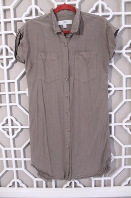 Thread Supply Button Up Dress Womens XS Green Lyocell Lightweight Casual