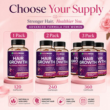 1-3 Pack Women's Hair Growth Supplement Biotin Collagen MSM Saw Palmetto