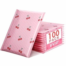 6x10 Inch Pink Poly Bubble Mailers 100 Pack,Waterproof Self Seal Adhesive Sma...