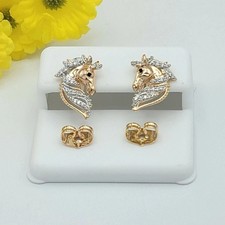 2Ct Round Cut Simulated Diamond Unicorn Shape Stud Earring 14k White Gold Plated