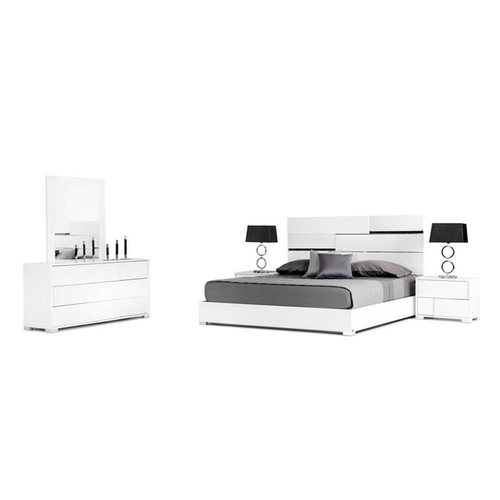 Mesita de noche moderna de madera MDF con cierre suave de 2 cajones Pemberly Row en blanco - Imagen 2 de 3
