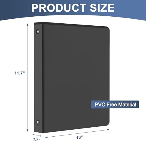 1 Inch 3-Ring Binder with 2 Interior Pockets, Heavy Duty 1" Round 1 inch Black - Picture 3 of 7