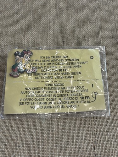 RARE DISNEY Mickey With Minnie Pin With Deaf Note