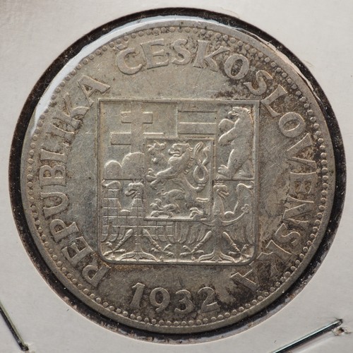 CZECHOSLOVAKIA 1932 SILVER 10 Korun VF- FREE SHIPPING! C3913