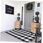  Cotton Buffalo Plaid Rug, 3x5 Black and White Check Outdoor Rug Front Door 