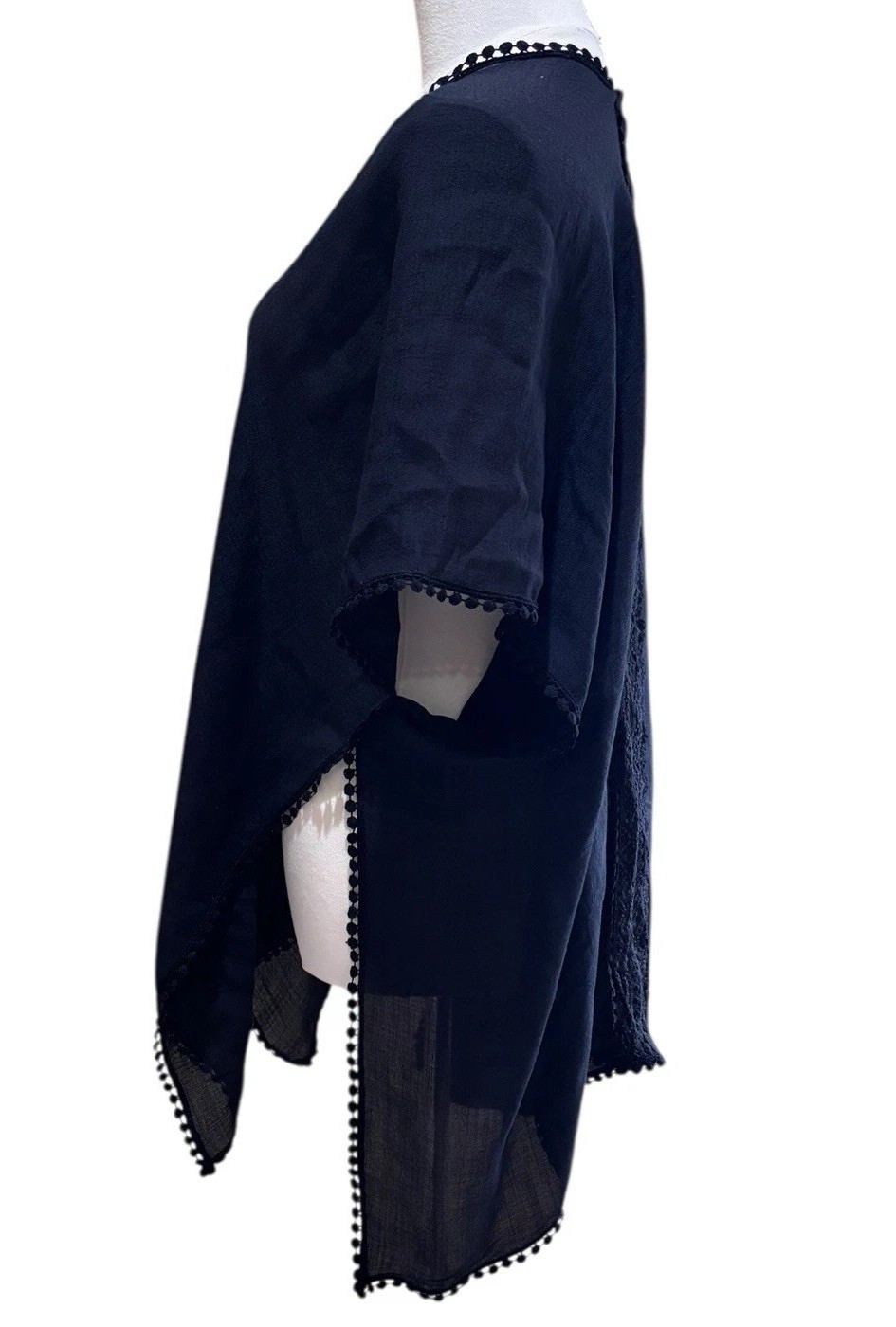 Steve Madden solid black sheer beach coverup boho… - image 3