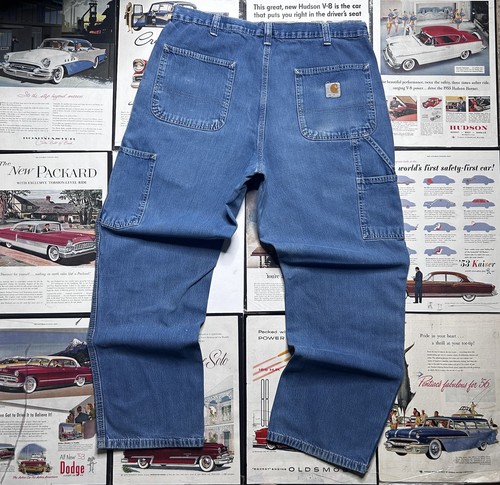 Jeans de trabajo Carhartt 382-83 peto calce para hombre 34x30 azul carpintero denim utilitario - Imagen 5 de 12